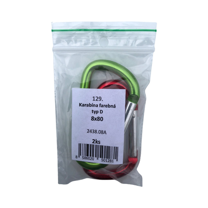 Karabiner alumínium D alakú - bliszter 128