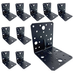 Erősített sarokösszekötő lemez formázással - fekete 10db 105x105x90x2,5mm