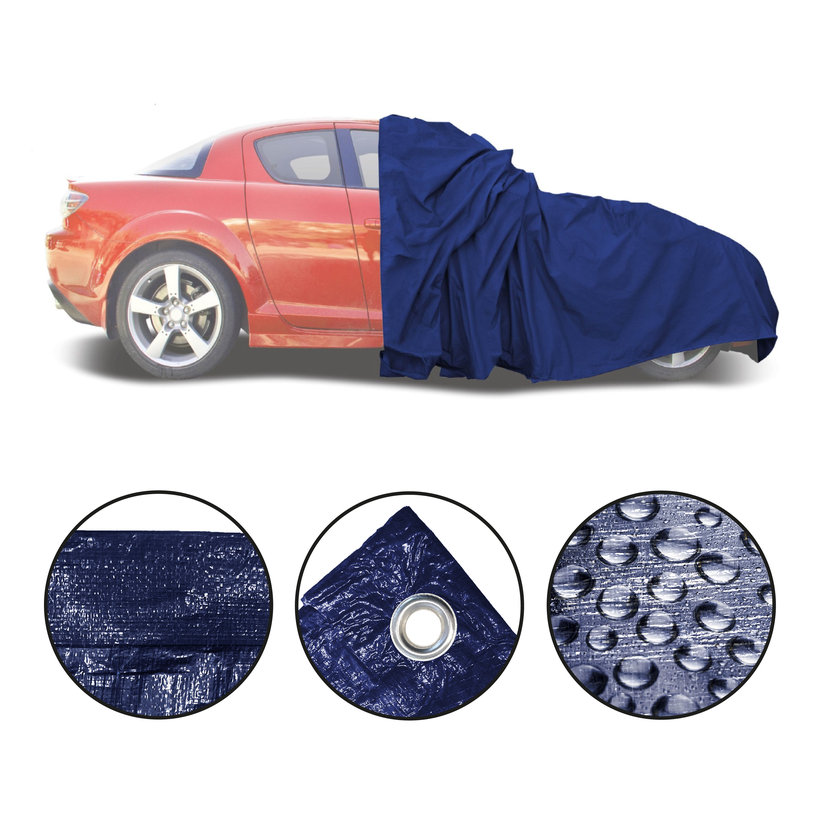 Takaróponyva 2x8m kék-ezüst 200g/m²