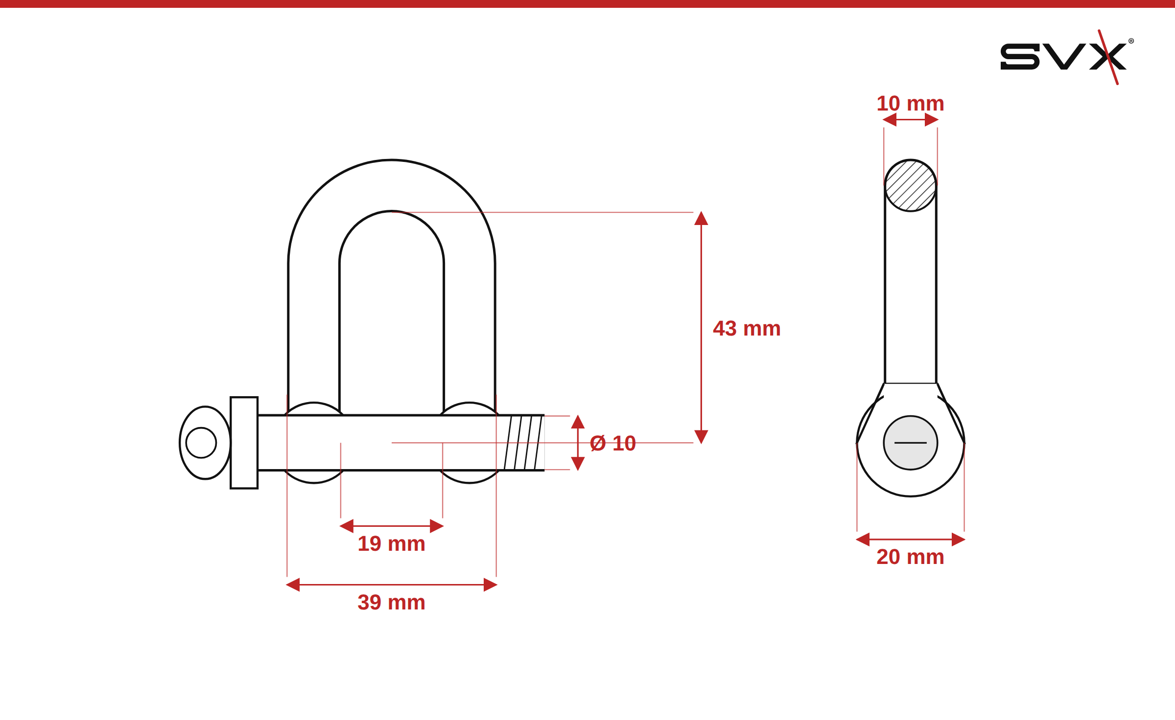 Lánczár D alakú 10 mm – méretek mm-ben