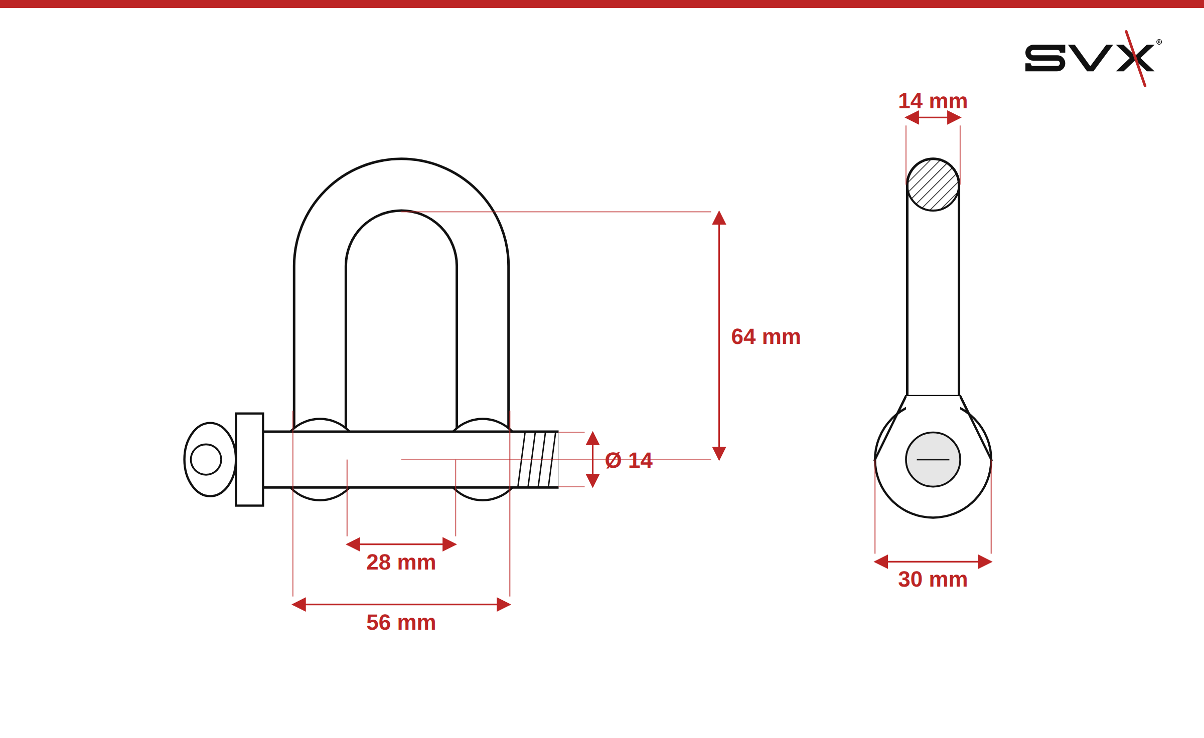 Lánczár D alakú 14 mm – méretek mm-ben