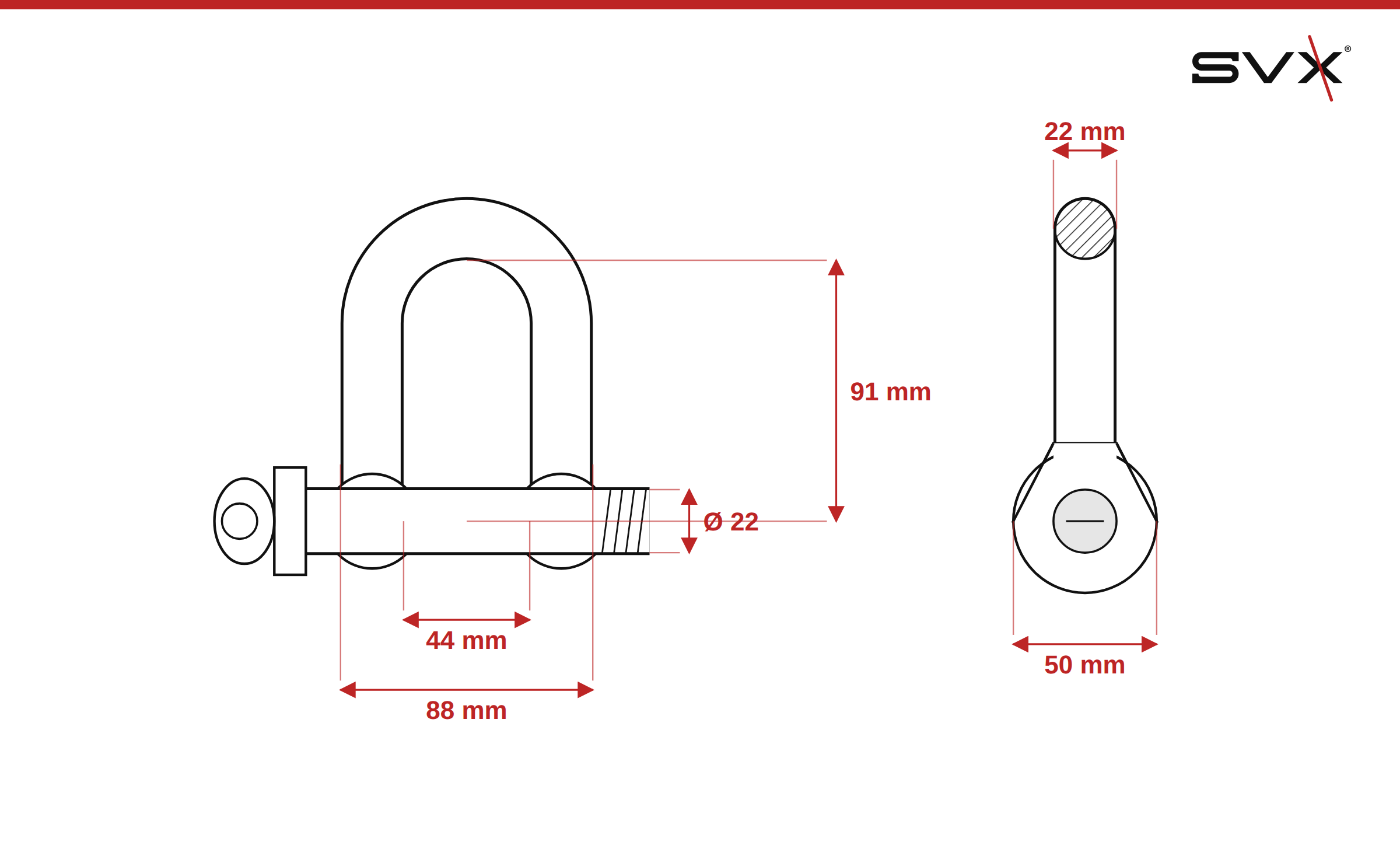 Lánczár D alakú 22 mm – méretek mm-ben