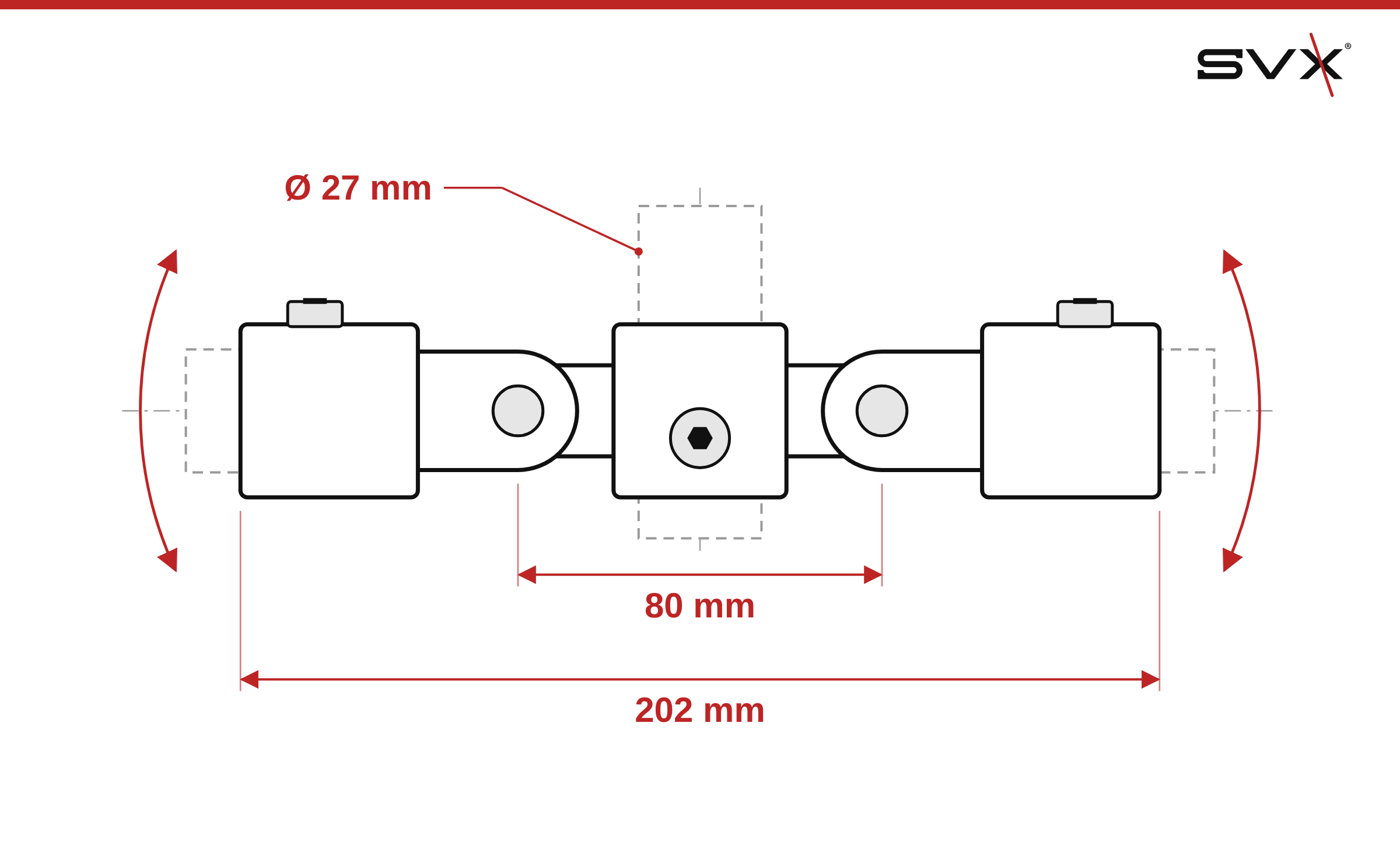 Dupla forgó csatlakozó 27 mm – méretek mm-ben